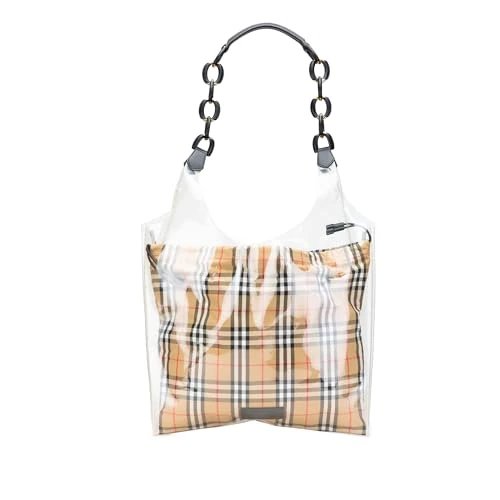 BURBERRY Pre-Loved PVC And House Check Canvas Shopper Tote Bag