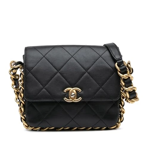 Pre-Loved Small Quilted Calfskin Framing Chain Flap Crossbody Bag