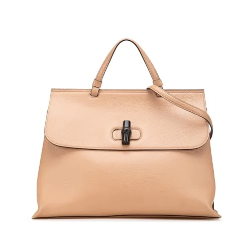 Gucci Pre-Loved Large Leather Bamboo Daily Satchel Handbag
