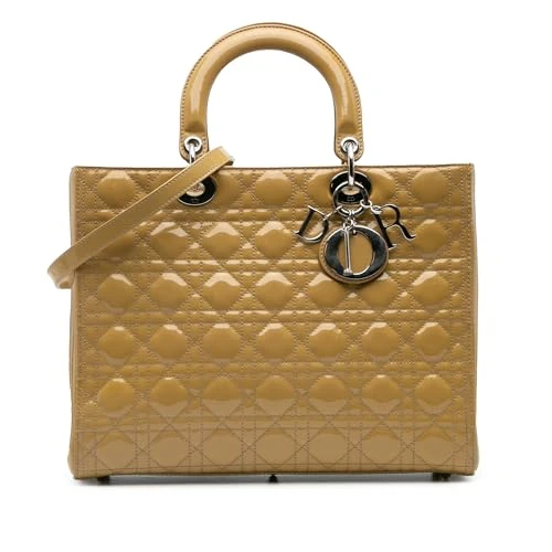Dior Pre-Loved Large Patent Cannage Lady Handbag