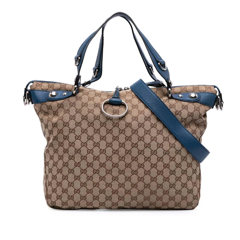 Gucci Pre-Loved Large GG Canvas Icon Bit Satchel