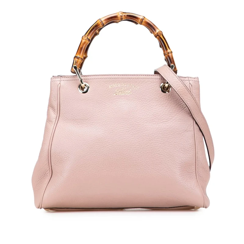 Gucci Pre-Loved Small Calfskin Bamboo Shopper Satchel Handbag