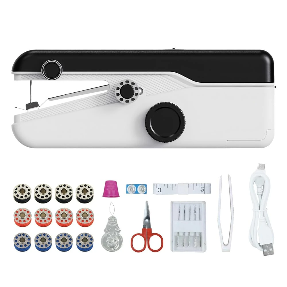Handheld Sewing Machine, 2 Modes Mini Sewing Machine, Electric Sewing Machines, Cordless Portable Electric Sewing, Fast Stitch Suitable for Clothes, Fabrics, DIY Home Travel