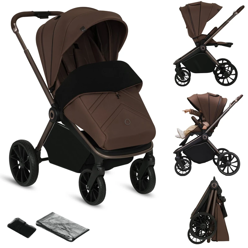 Lionelo Mika Plus All-Terrain Lightweight Stroller Pram for toddler 6–48 Months Up to 22 kg, Reversible Lie-Flat Seat, XXL Water-Repellent UPF50+ Canopy, Front & Rear Suspension, Large Shopping Basket - Image 1