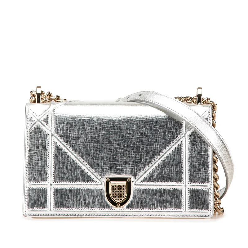 Pre-Loved Small Metallic Grained Calfskin Diorama Flap
