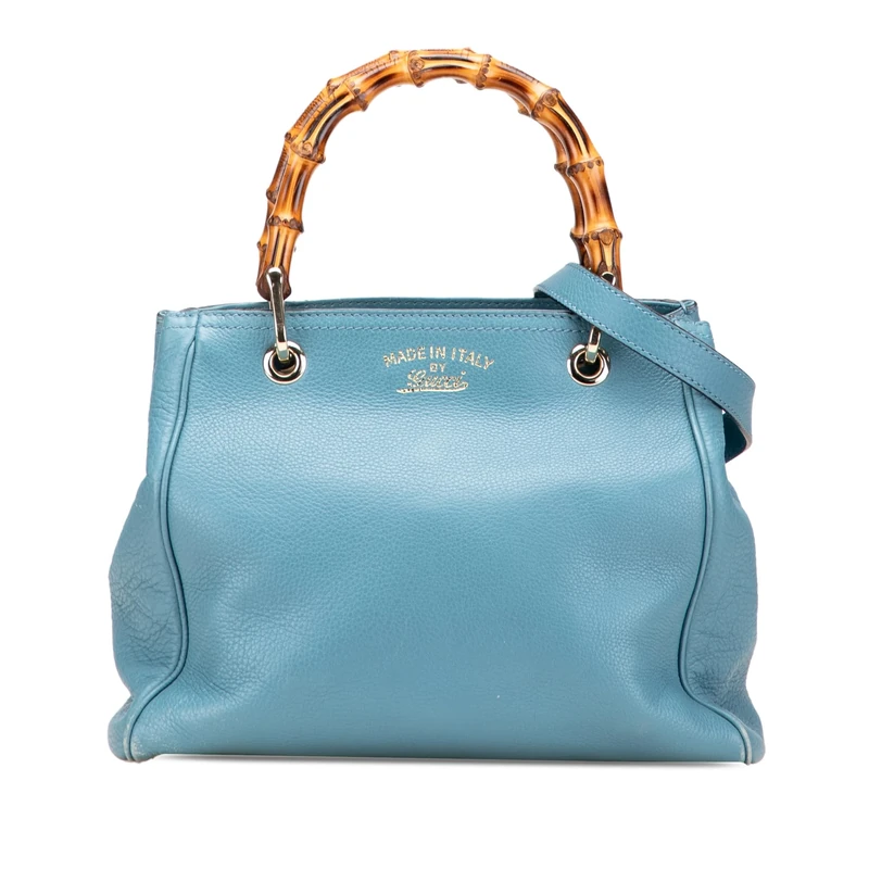 Gucci Pre-Loved Small Calfskin Bamboo Shopper Satchel Handbag