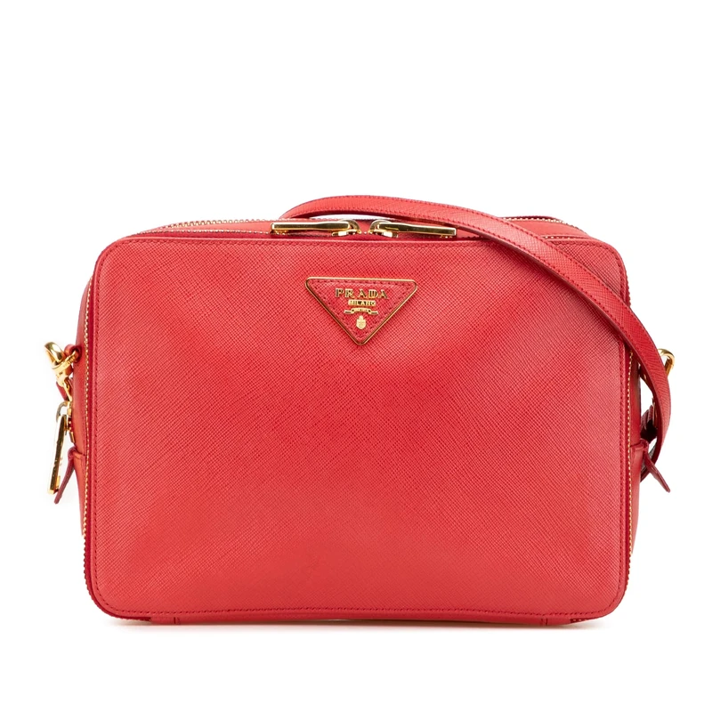 Prada Pre-Loved Saffiano Double Zip Crossbody Bag