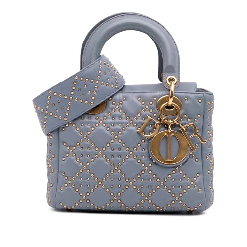 Dior Pre-Loved Small Lambskin Cannage Studded Supple Lady