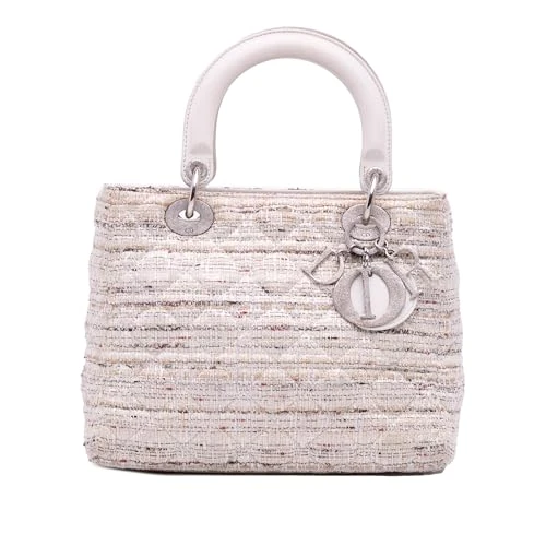Dior Pre-Loved Medium Tweed Cannage Lady Handbag