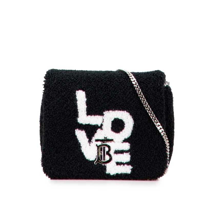 Burberry Pre-Loved Mini Terry Cloth Lola Love Black Crossbody Bag