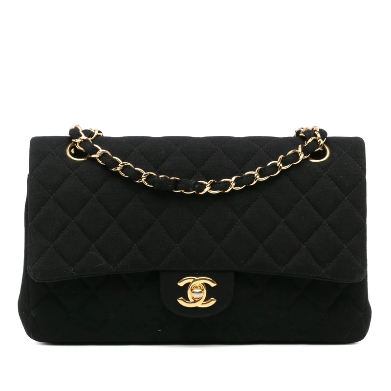 Chanel Pre-Loved Medium Classic Jersey Double Flap Shoulder Bag