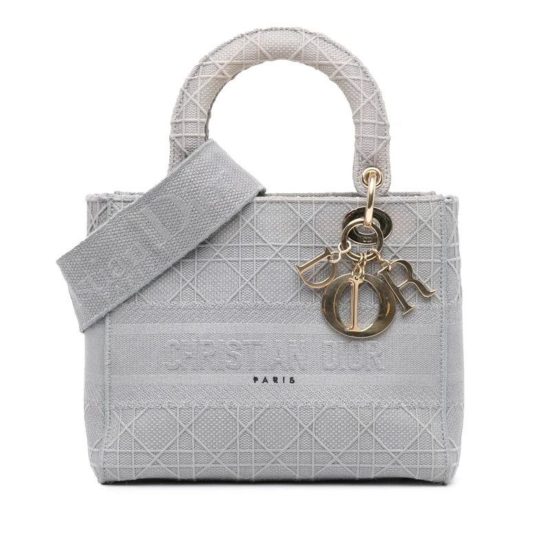 Dior Pre-Loved Medium Canvas Cannage Lady D Lite Handbag