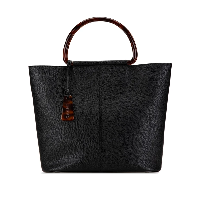 Chanel Pre-Loved Caviar Tortoise Top Handle Tote Bag