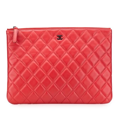 Chanel Pre-Loved Medium Quilted Lambskin O Case Clutch Bag
