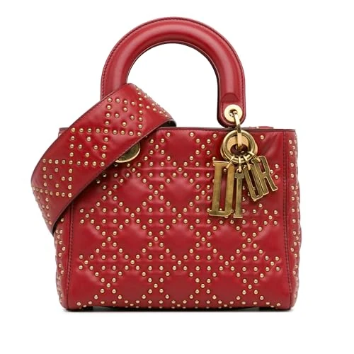 Dior Pre-Loved Small Lambskin Cannage Studded Supple Lady Handbag