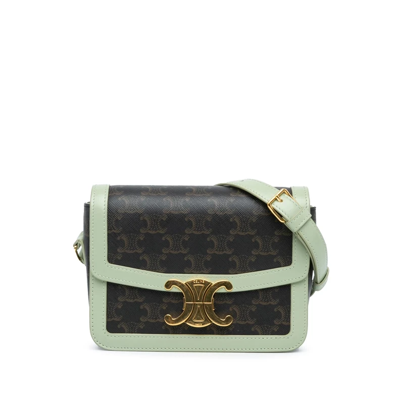 Celine Pre-Loved Teen Triomphe Coated Canvas And Calfskin Crossbody Bag