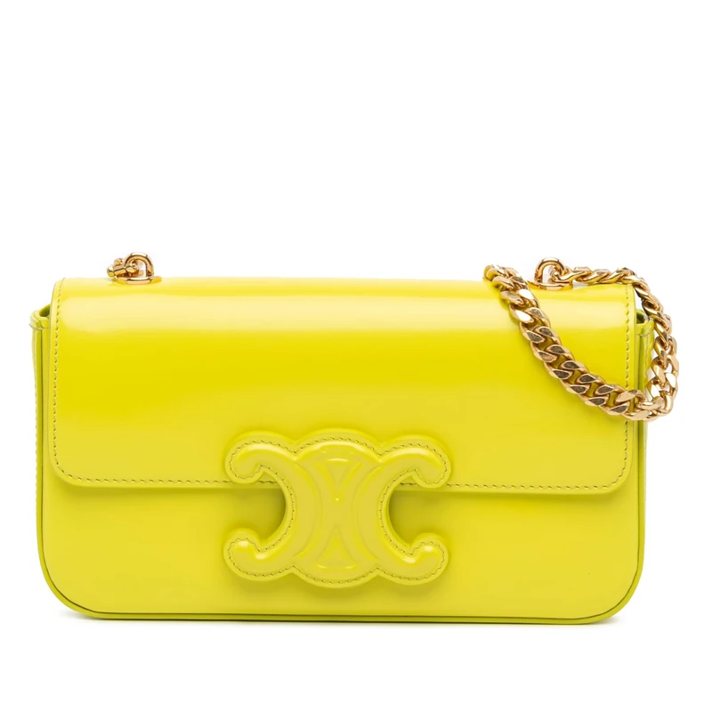 Celine Pre-Loved Calfskin Cuir Triomphe Chain Shoulder Bag