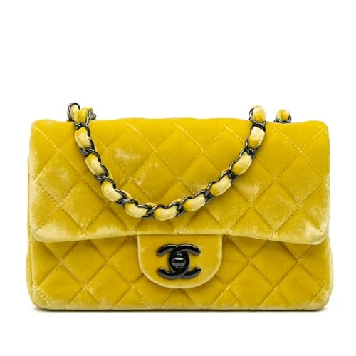 Pre-Loved Mini Rectangular Classic Velvet Single Flap Crossbody Bag