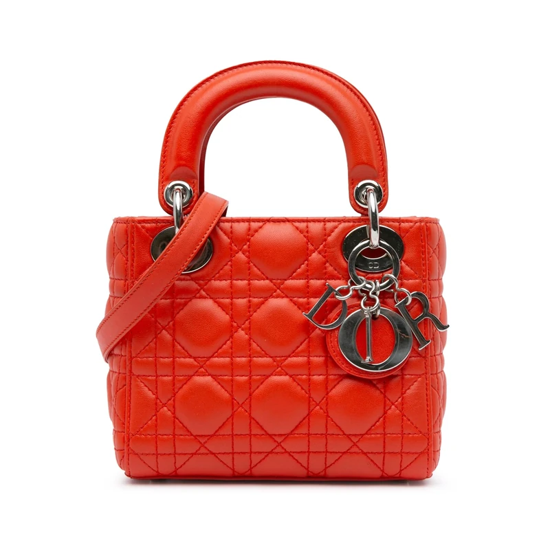 Dior Pre-Loved Mini Lambskin Cannage Lady Handbag