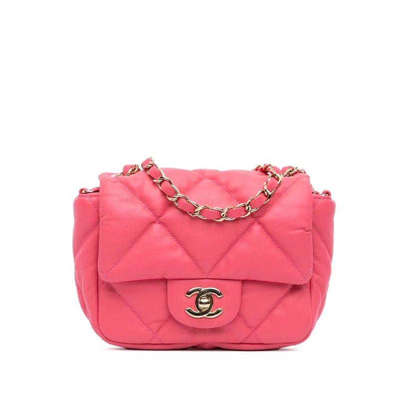 Chanel Pre-Loved Mini Quilted Calfskin Bubbly Flap Crossbody Bag