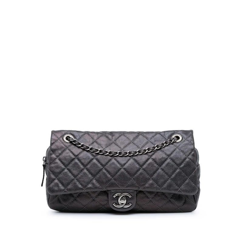 Chanel Pre-Loved Jumbo Quilted Caviar Easy Flap