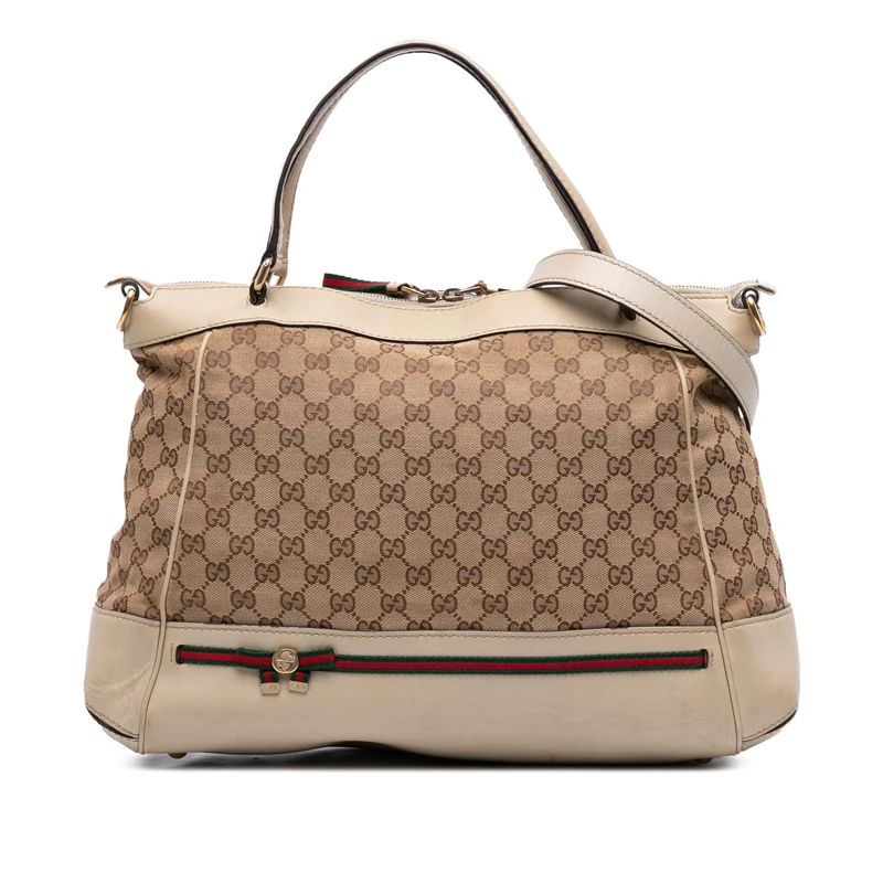 Gucci Pre-Loved GG Canvas Web Mayfair Satchel Handbag