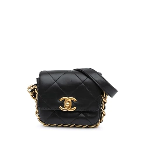 Pre-Loved Mini Quilted Calfskin Framing Chain Flap Crossbody Bag