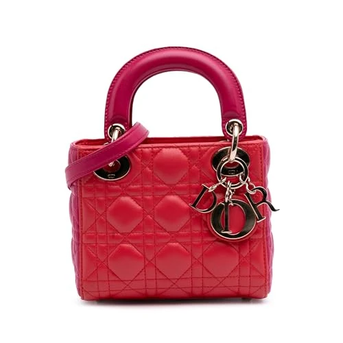 Dior Pre-Loved Mini Bicolor Lambskin Cannage Lady Handbag