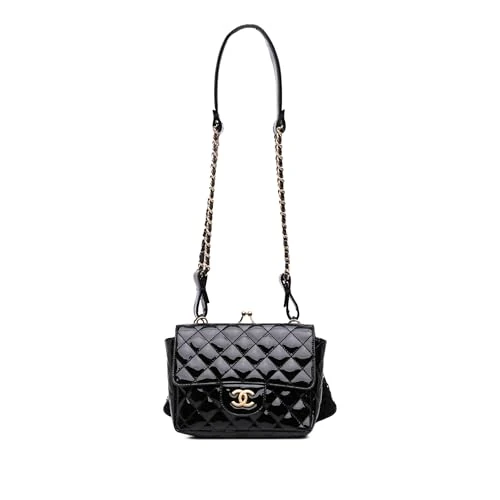 Pre-Loved Mini Patent Lace Kiss Lock Flap Double Bag Shoulder