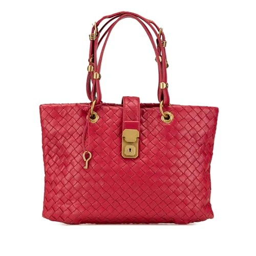 Bottega Veneta Small Nappa Intrecciato Capri Handbag - Red - Image 1