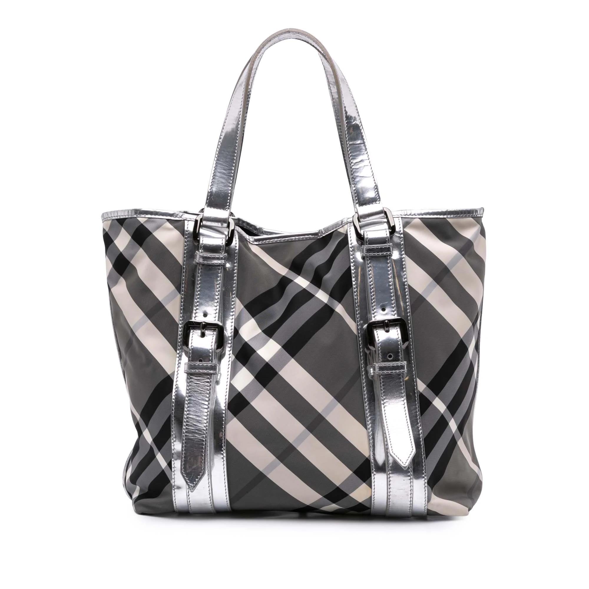BURBERRY Pre-Loved Medium Beat Check Nylon Victoria Tote