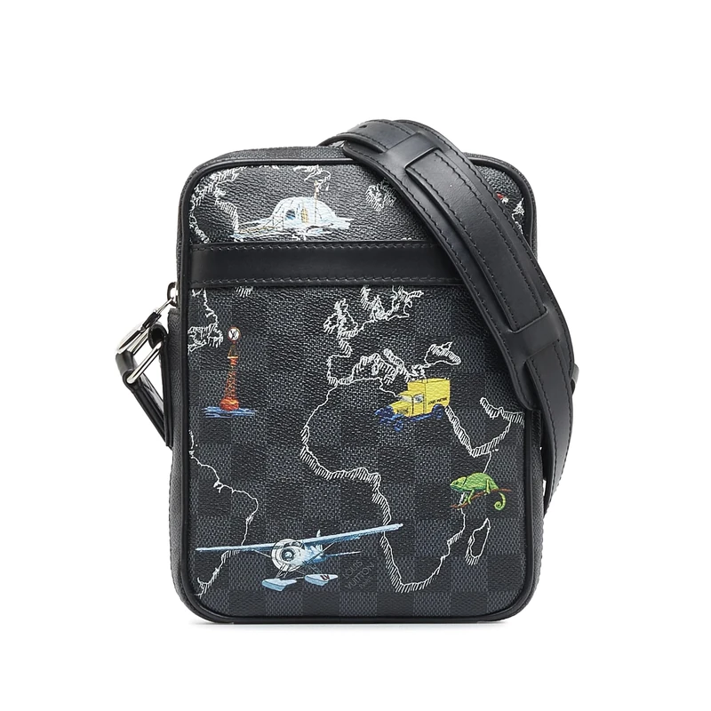 Louis Vuitton Pre-Loved Damier Graphite Renaissance Map Danube Slim PM