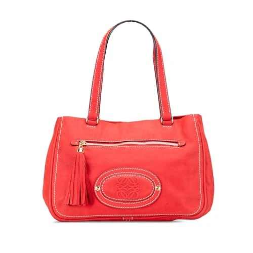 LOEWE Pre-Loved Nubuck Anagram Madrid Fringe Shoulder Bag