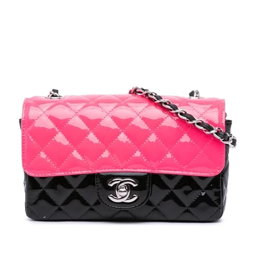 Chanel Pre-Loved Mini Rectangular Classic Bicolor Patent Single Flap