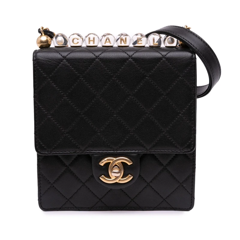 Chanel Pre-Loved Small Lambskin Chic Pearls Flap Crossbody Bag
