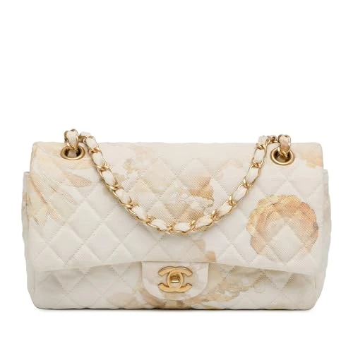 Chanel Pre-Loved Medium Classic Printed Denim Floral Double Flap Shoulder Bag