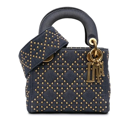 Dior Pre-Loved Mini Denim Cannage Studded Supple Lady Handbag