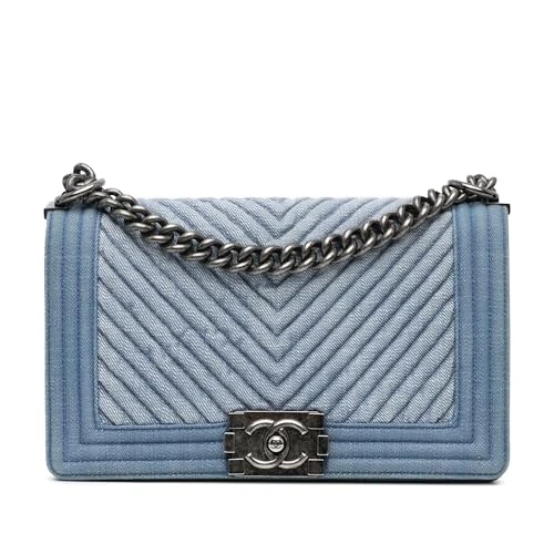 Pre-Loved Old Medium Chevron Denim Boy Flap