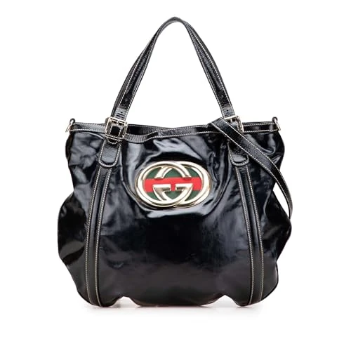 Gucci Pre-Loved Medium Patent Web Britt Satchel