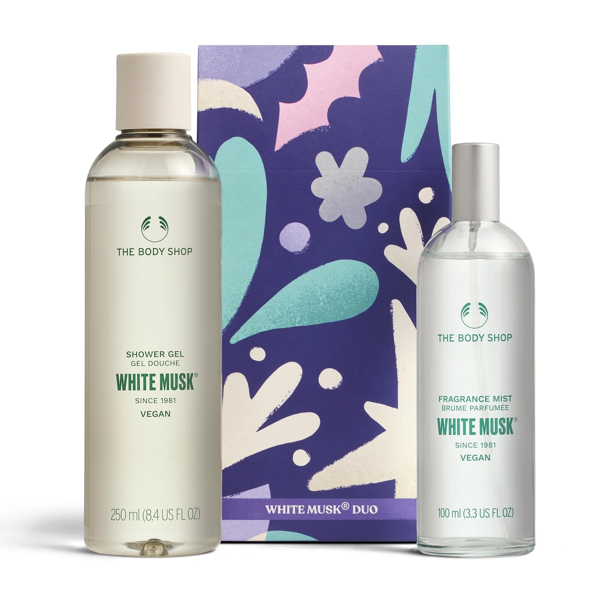 The Body Shop White Musk Duo Christmas Gift Set (Shower Gel 250ml + Body Mist 100ml), Festive Fragrance Pairing with Soft & Sensual White Musk Scent, Refreshing Cleanser & Light Mist, Vegan