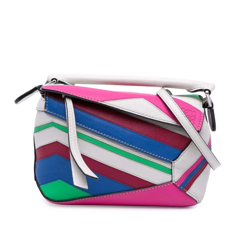 LOEWE Pre-Loved Mini Calfskin Zigzag Puzzle Edge Satchel Handbag