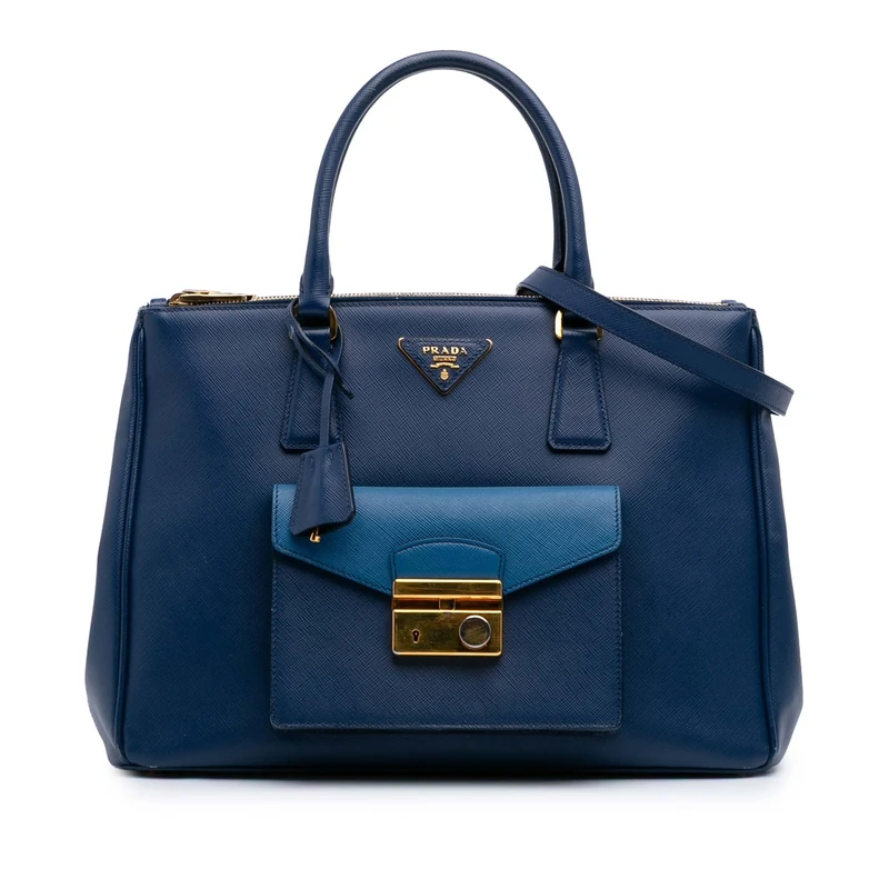 Prada Pre-Loved Saffiano Lux Galleria Double Zip Front Pocket Satchel Handbag