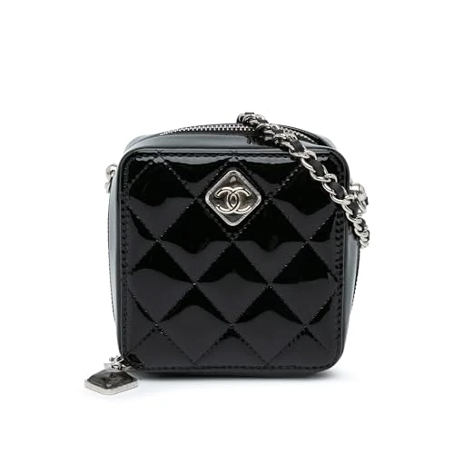 Chanel Pre-Loved CC Quilted Patent Diamond Resin Clutch With Chain Crossbody Bag
