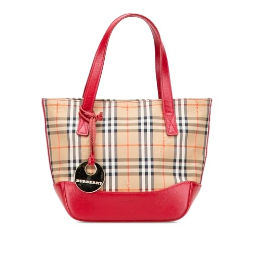 BURBERRY Pre-Loved Haymarket Check Canvas Handbag - Beige Brown, Good