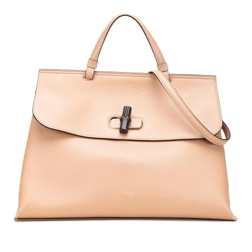 Gucci Pre-Loved Leather Bamboo Satchel Handbag - Beige Brown