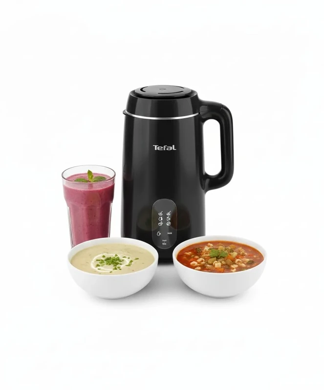 Tefal MultiSoup Soup Maker, 6 Auto Programs, 1L Capacity, Smooth Soups, Chunky Soups, Smoothies, Hot recipes, 4 People, Auto Cleaning Function, Cleaning Brush, Measuring Cup, Glossy black, BL5628G0