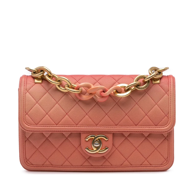 Chanel Medium Quilted Caviar Flap Handbag - Salmon Pink