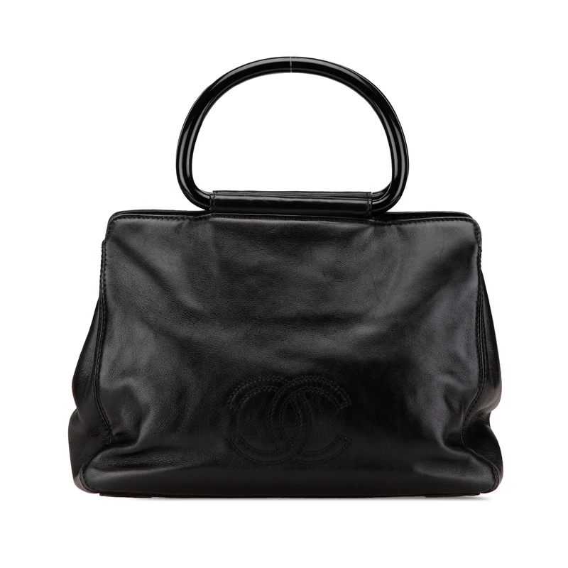 Chanel Pre-Loved CC Lambskin Tortoise Handle Tote Bag