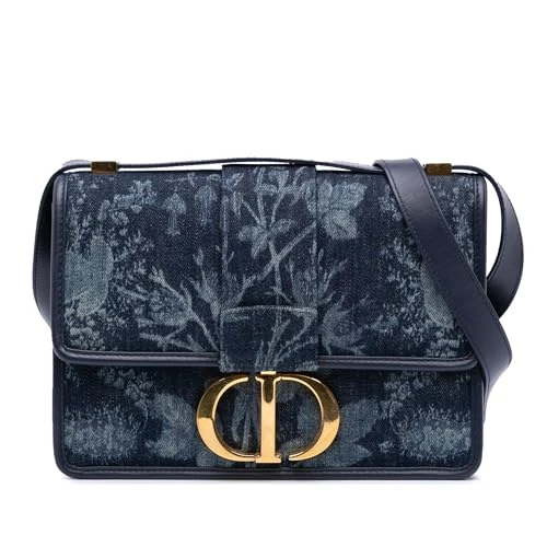 Dior Pre-Loved Printed Denim Flowers 30 Montaigne Flap Crossbody Bag