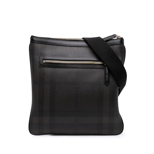 BURBERRY Pre-Loved Smoke Check Coated Canvas Crossbody Bag